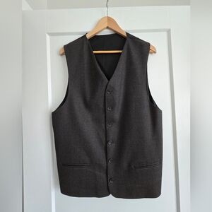 Classic Mens Gray/black Button-Up Suit Vest 42 T, Wool